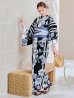 画像3: 濃淡碧向日葵ストライプ浴衣 【浴衣３点セット 浴衣/帯/下駄】OBI-hira-100-ok-4-DusBL / HIMO-900-yn-4-GYxGY / YA-953-kn-BL / GETA-01-kj-1-B/ [y/OF01]
