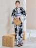 画像6: 濃淡碧向日葵ストライプ浴衣 【浴衣３点セット 浴衣/帯/下駄】OBI-hira-100-ok-4-DusBL / HIMO-900-yn-4-GYxGY / YA-953-kn-BL / GETA-01-kj-1-B/ [y/OF01]