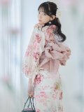 【予約 / 5月中旬発送予定】水彩ピンク牡丹柄浴衣 OBI-siwa-204-wk-9-DusP / HIMO-900-yn-8-P / HEKO-800-sb-5-W / YA-1075-kn-IV / GETA-01-kj-7-P/ [yo/OF01]