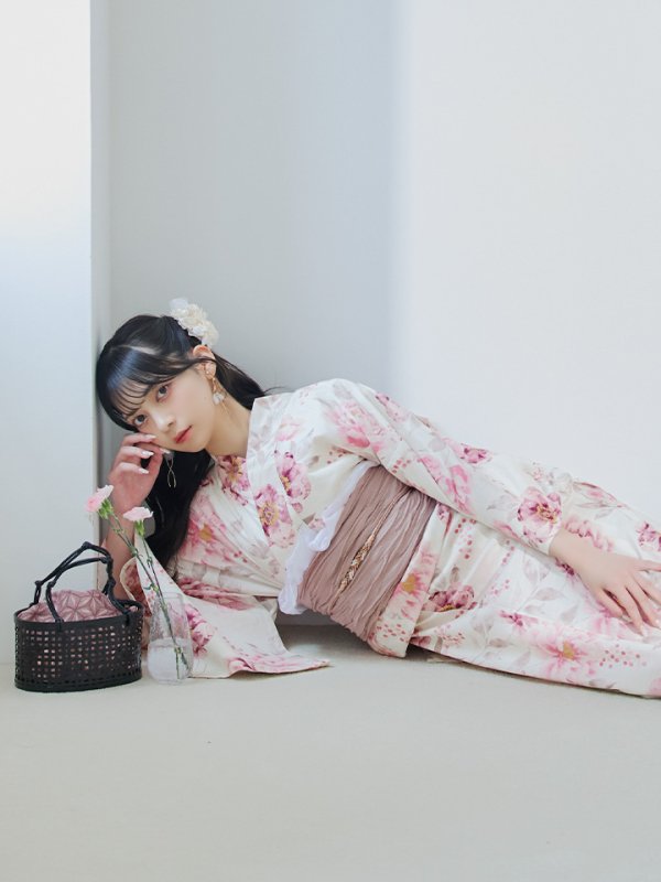 画像13: 【即日発送】水彩ピンク牡丹柄浴衣  【浴衣３点セット 浴衣/帯/下駄】[YMT]