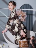 【予約 / 5月下旬発送予定】ブラウン地の宵染牡丹浴衣 OBI-g-500-kj-7-GYGE / HIMO-900-yn-7-MOC / HEKO-800-sb-11-MOC / YA-594-kj-CL / GETA-02-ok-4-MOC / [y/YMT]