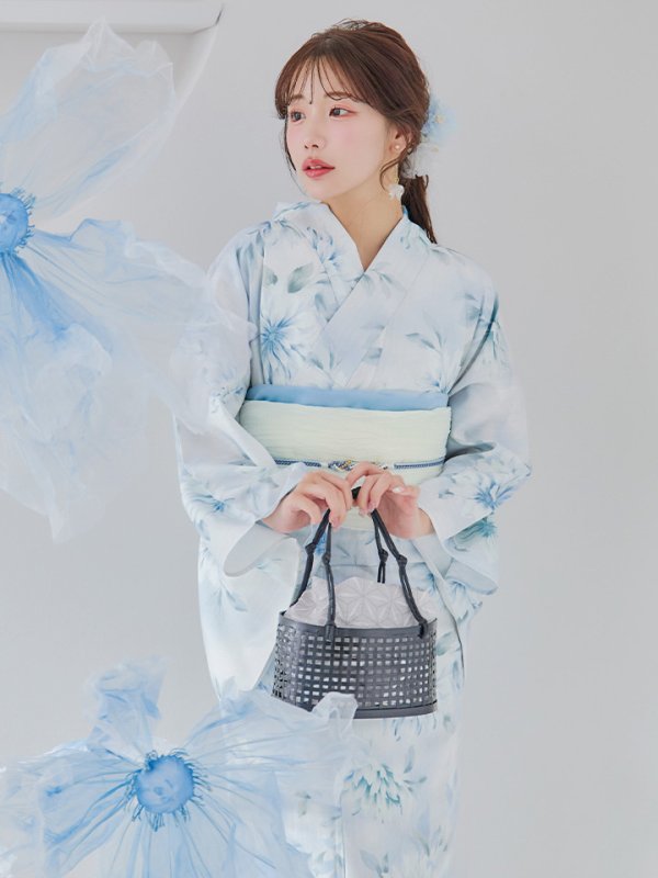 画像17: 【即日発送】水彩の涼花な牡丹浴衣  【浴衣３点セット 浴衣/帯/下駄】[YMT]