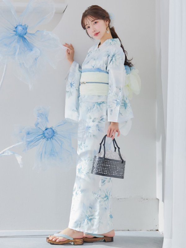画像18: 【即日発送】水彩の涼花な牡丹浴衣  【浴衣３点セット 浴衣/帯/下駄】[YMT]
