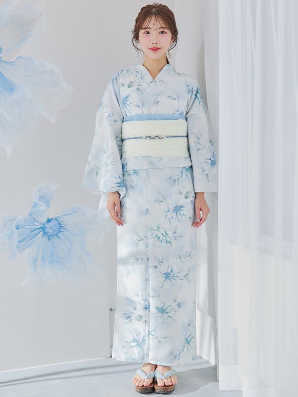 画像4: 【即日発送】水彩の涼花な牡丹浴衣  【浴衣３点セット 浴衣/帯/下駄】[YMT]