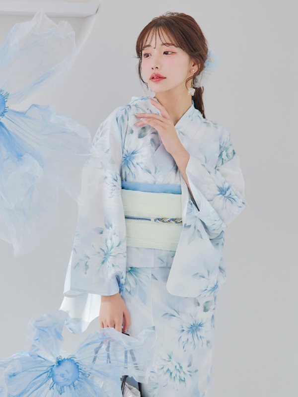画像6: 【即日発送】水彩の涼花な牡丹浴衣  【浴衣３点セット 浴衣/帯/下駄】[YMT]