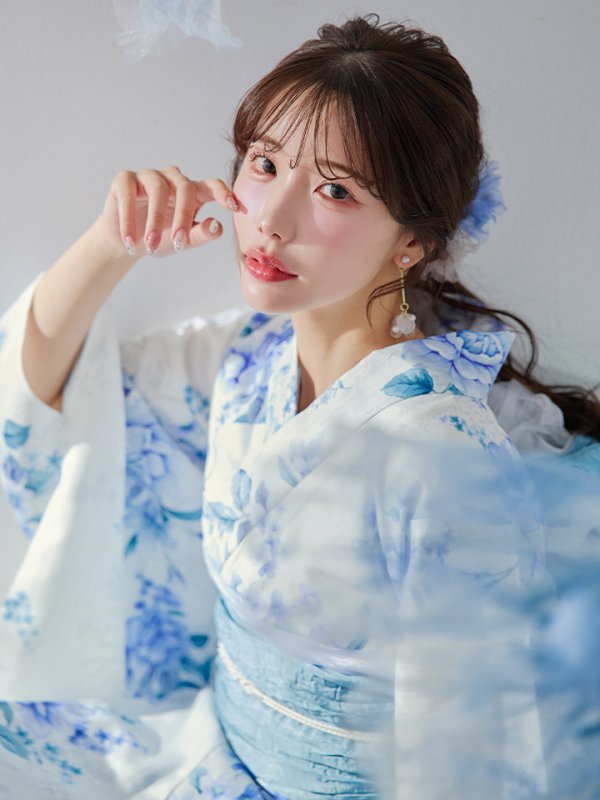 画像10: 【即日発送】透き通る青の幻想浴衣  【浴衣３点セット 浴衣/帯/下駄】[YMT]