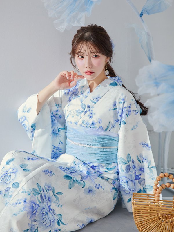 画像11: 【即日発送】透き通る青の幻想浴衣  【浴衣３点セット 浴衣/帯/下駄】[YMT]