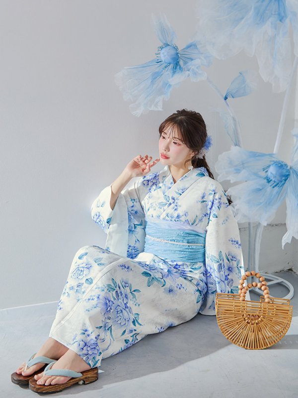 画像12: 【即日発送】透き通る青の幻想浴衣  【浴衣３点セット 浴衣/帯/下駄】[YMT]