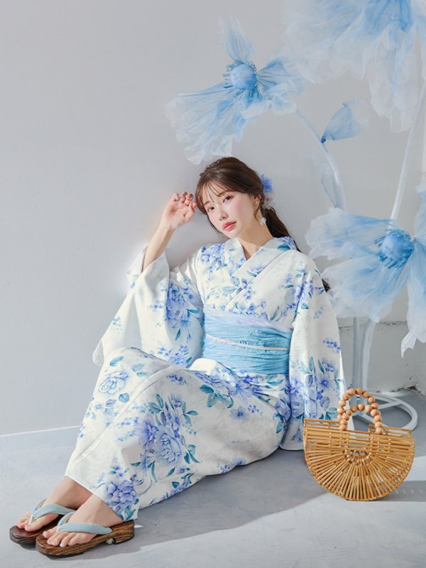 画像13: 【即日発送】透き通る青の幻想浴衣  【浴衣３点セット 浴衣/帯/下駄】[YMT]