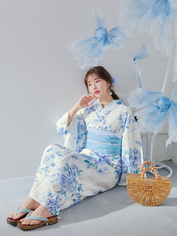 画像14: 【即日発送】透き通る青の幻想浴衣  【浴衣３点セット 浴衣/帯/下駄】[YMT]