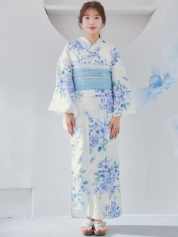 画像4: 【即日発送】透き通る青の幻想浴衣  【浴衣３点セット 浴衣/帯/下駄】[YMT]