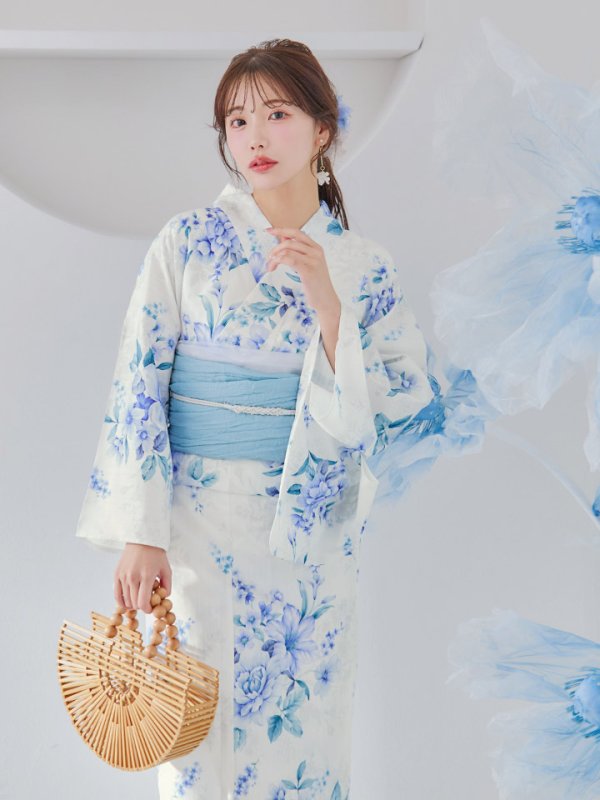 画像5: 【即日発送】透き通る青の幻想浴衣  【浴衣３点セット 浴衣/帯/下駄】[YMT]