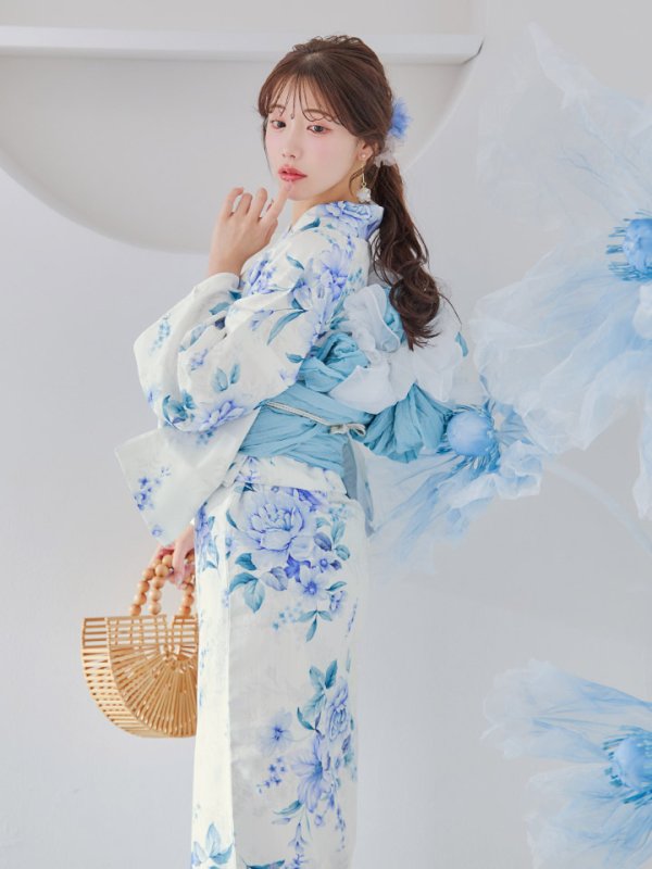 画像6: 【即日発送】透き通る青の幻想浴衣  【浴衣３点セット 浴衣/帯/下駄】[YMT]