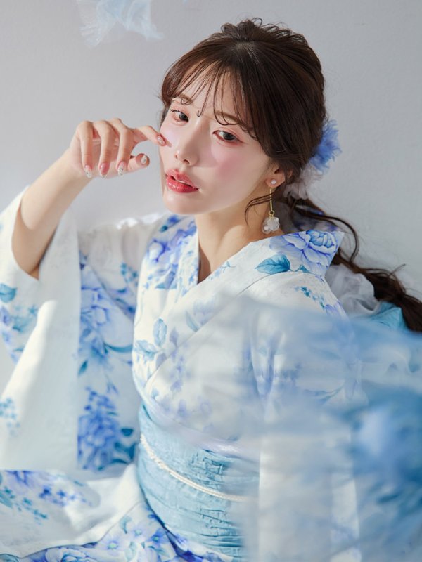 画像9: 【即日発送】透き通る青の幻想浴衣  【浴衣３点セット 浴衣/帯/下駄】[YMT]