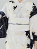 画像18: 【即日発送】モノトーンフラワー浴衣 【浴衣３点セット 浴衣/帯/下駄】OBI-hira-100-ok-15-WxW / HIMO-900-yn-1-B / YA-1086-wk-B / GETA-01-kj-1-B/ [/OF01]