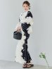 画像5: 【即日発送】モノトーンフラワー浴衣 【浴衣３点セット 浴衣/帯/下駄】OBI-hira-100-ok-15-WxW / HIMO-900-yn-1-B / YA-1086-wk-B / GETA-01-kj-1-B/ [/OF01]