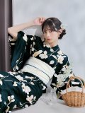 【即日発送】花薫る深緑浴衣 OBI-hira-100-ok-15-WxW / HIMO-902-kj-1-BLGR / / YA-951-kn-W / GETA-01-kj-3-IV / [/OF01]