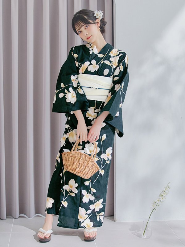 画像10: 【即日発送】花薫る深緑浴衣  【浴衣３点セット 浴衣/帯/下駄】[YMT]