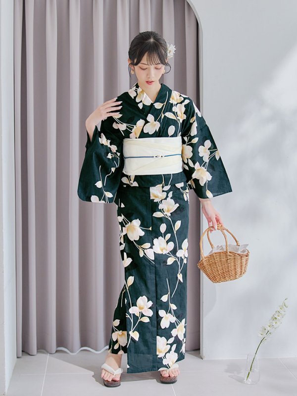 画像11: 【即日発送】花薫る深緑浴衣  【浴衣３点セット 浴衣/帯/下駄】[YMT]