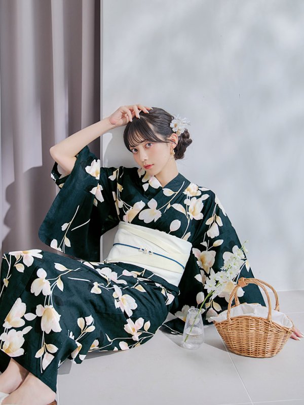 画像16: 【即日発送】花薫る深緑浴衣  【浴衣３点セット 浴衣/帯/下駄】[YMT]