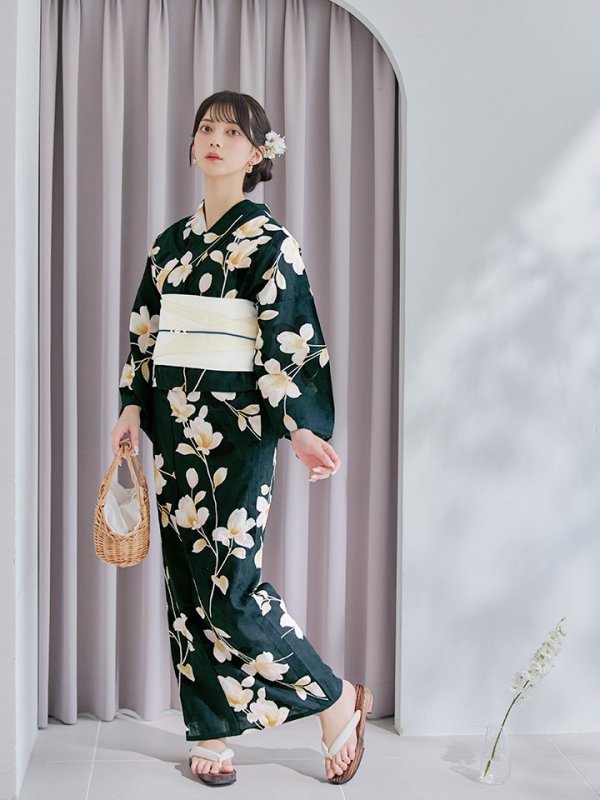 画像18: 【即日発送】花薫る深緑浴衣  【浴衣３点セット 浴衣/帯/下駄】[YMT]