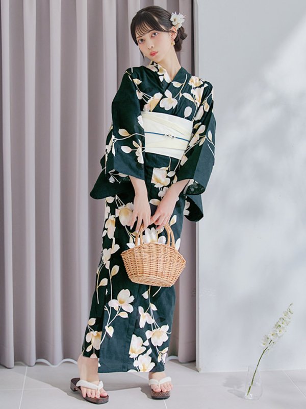 画像19: 【即日発送】花薫る深緑浴衣  【浴衣３点セット 浴衣/帯/下駄】[YMT]
