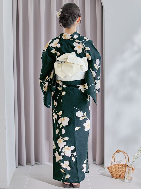 画像20: 【即日発送】花薫る深緑浴衣  【浴衣３点セット 浴衣/帯/下駄】[YMT]