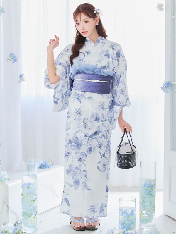 画像13: 【即日発送】モダンフラワー大人エレガント浴衣  【浴衣３点セット 浴衣/帯/下駄】[YMT]
