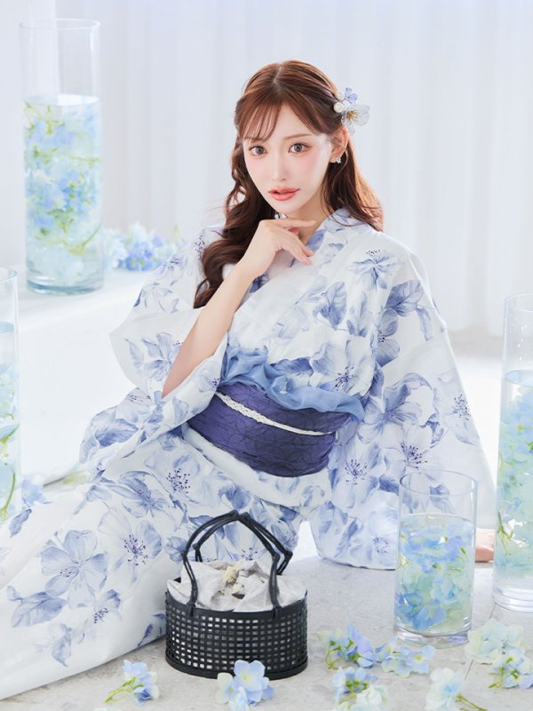 画像16: 【即日発送】モダンフラワー大人エレガント浴衣  【浴衣３点セット 浴衣/帯/下駄】[YMT]