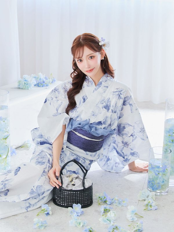 画像8: 【即日発送】モダンフラワー大人エレガント浴衣  【浴衣３点セット 浴衣/帯/下駄】[YMT]