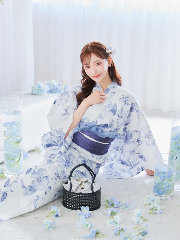 画像9: 【即日発送】モダンフラワー大人エレガント浴衣  【浴衣３点セット 浴衣/帯/下駄】[YMT]