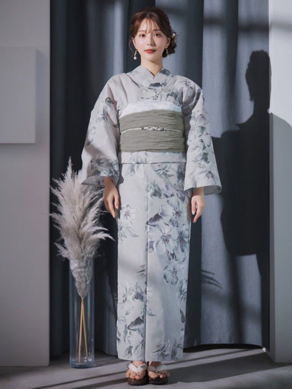画像4: 【即日発送】クラシカルフラワー大人モード浴衣  【浴衣３点セット 浴衣/帯/下駄】[YMT]