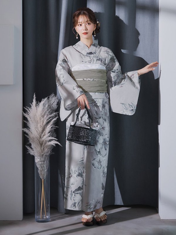 画像6: 【即日発送】クラシカルフラワー大人モード浴衣  【浴衣３点セット 浴衣/帯/下駄】[YMT]