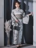 画像6: クラシカルフラワー大人モード浴衣 OBI-siwa-204-wk-3-LGY / HIMO-900-yn-3-GYxGD / HEKO-800-sb-5-W / YA-1016-kj-GY / GETA-01-kj-3-IV/ [YMT]