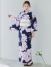 画像4: 【即日発送】ライラック牡丹ネイビー浴衣 【浴衣３点セット 浴衣/帯/下駄】OBI-hira-100-ok-15-WxW / HIMO-900-yn-3-GYxGD / YA-1027-wk-PL / GETA-01-kj-3-IV/ [/OF01]