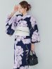 画像9: 【即日発送】ライラック牡丹ネイビー浴衣 【浴衣３点セット 浴衣/帯/下駄】OBI-hira-100-ok-15-WxW / HIMO-900-yn-3-GYxGD / YA-1027-wk-PL / GETA-01-kj-3-IV/ [/OF01]