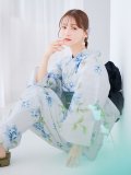 【予約 / 5月下旬発送予定】華麗に咲くブルー花柄浴衣 OBI-siwa-204-wk-4-NV / HIMO-900-yn-4-GYxGY / HEKO-800-sb-5-W / YA-1067-kn-BL / GETA-02-ok-3-LBL/ [yo/OF01]