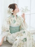 【予約 / 5月下旬発送予定】フラワーくすみカラー浴衣 OBI-siwa-202-ok-9-MI / HIMO-900-yn-3-GYxGD / HEKO-800-sb-5-W / YA-1082-kj-MI / GETA-02-ok-4-MOC / [y/OF01]