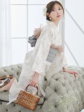 【予約 / 5月下旬発送予定】草花模様浴衣 OBI-siwa-202-ok-3-GY / HIMO-900-yn-7-MOC / HEKO-800-sb-11-MOC / YA-1078-wk-IV / YA-1081-kj-W / GETA-02-ok-4-MOC / [y/OF01]