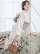 【予約 / 5月下旬発送予定】草花模様浴衣 OBI-siwa-202-ok-3-GY / HIMO-900-yn-7-MOC / HEKO-800-sb-11-MOC / YA-1078-wk-IV / YA-1081-kj-W / GETA-02-ok-4-MOC / [y/OF01]