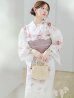 画像1: 【予約 / 7月上旬発送予定】アネモネダリア浴衣  【浴衣３点セット 浴衣/帯/下駄】OBI-siwa-204-wk-14-DusP / HIMO-900-yn-5-IV / HEKO-800-sb-5-W / YA-1002-kj-P / GETA-02-ok-8-RoseP / [/OF01] (1)