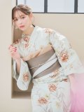 【予約 / 5月下旬発送予定】カーネーション花柄浴衣 OBI-hira-100-ok-1-BE / HIMO-900-yn-7-MOC / HEKO-800-sb-11-MOC / YA-1011-kj-BR / GETA-02-ok-2-IV/ [y/OF01]