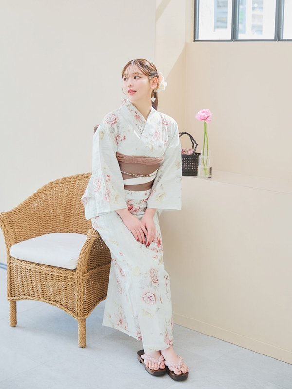 画像12: 【即日発送】赤黄色フラワー浴衣  【浴衣３点セット 浴衣/帯/下駄】[YMT]