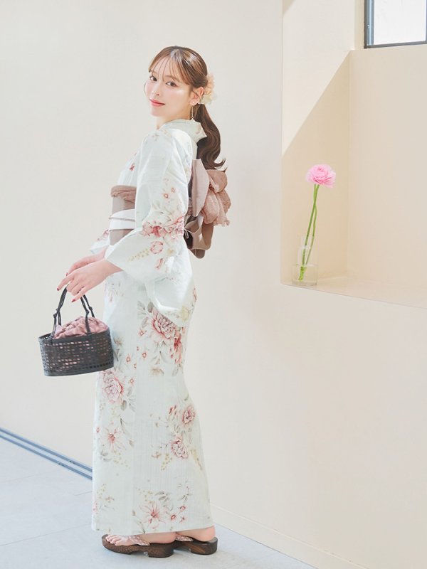 画像9: 【即日発送】赤黄色フラワー浴衣  【浴衣３点セット 浴衣/帯/下駄】[YMT]