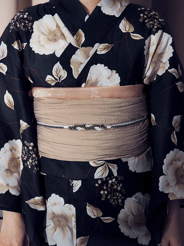 画像15: 【即日発送】ピオニーブラック花柄浴衣  【浴衣３点セット 浴衣/帯/下駄】[YMT]