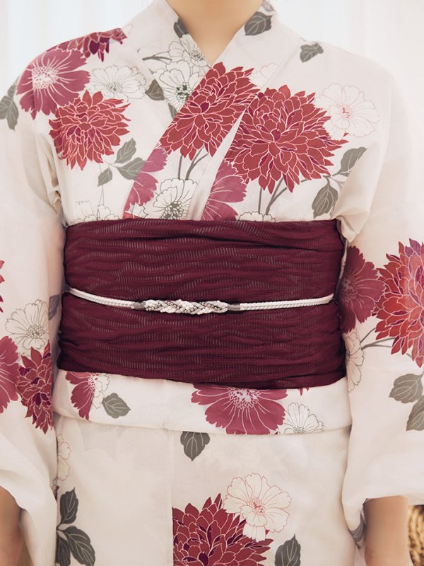 画像16: 【即日発送】紅色菊花柄浴衣  【浴衣３点セット 浴衣/帯/下駄】[OF04]