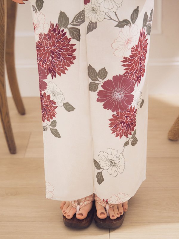 画像17: 【即日発送】紅色菊花柄浴衣  【浴衣３点セット 浴衣/帯/下駄】[OF04]