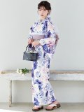 【Riuコラボ】【予約/5月中旬発送予定】ブルーアイボリーピオニー浴衣 OBI-siwa-200-kj-11-Rose / HIMO-906-yn-PEARL / HEKO-800-sb-5-WH / YA-1001-kj-BL  / YA-1023-wk-P / GETA-01-kj-3-IV [YMT]