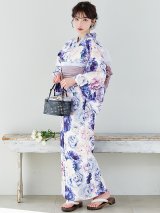 【Riuコラボ】【予約/5月中旬発送予定】ブルーアイボリーピオニー浴衣 OBI-siwa-200-kj-11-Rose / HIMO-906-yn-PEARL / HEKO-800-sb-5-WH / YA-1001-kj-BL  / YA-1023-wk-P / GETA-01-kj-3-IV [YMT]