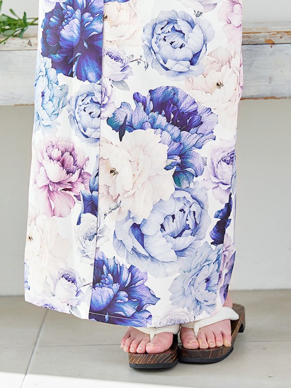 画像15: 【即日発送】【Riuコラボ】ブルーアイボリーピオニー浴衣  【浴衣３点セット 浴衣/帯/下駄】[YMT]